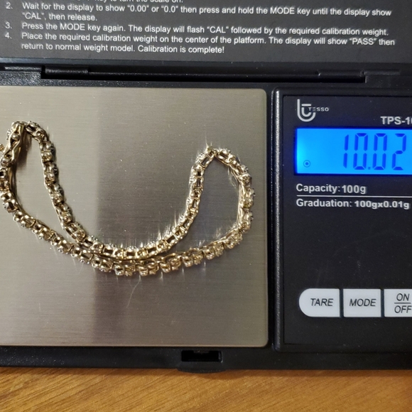 Gold vermeil sterling silver tennis bracelet 7.5 - Picture 6 of 6